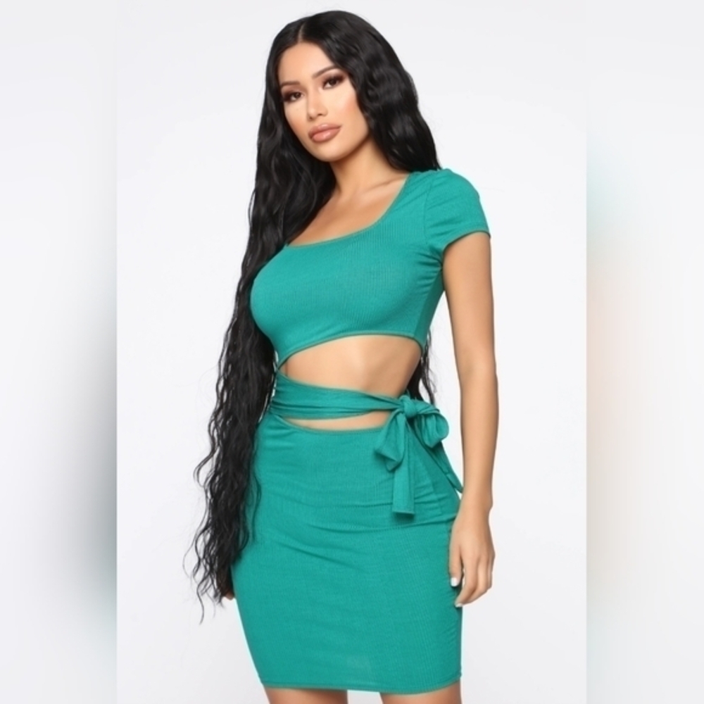 NWOT FASHION NOVA Cut Out Green Mini Dress
